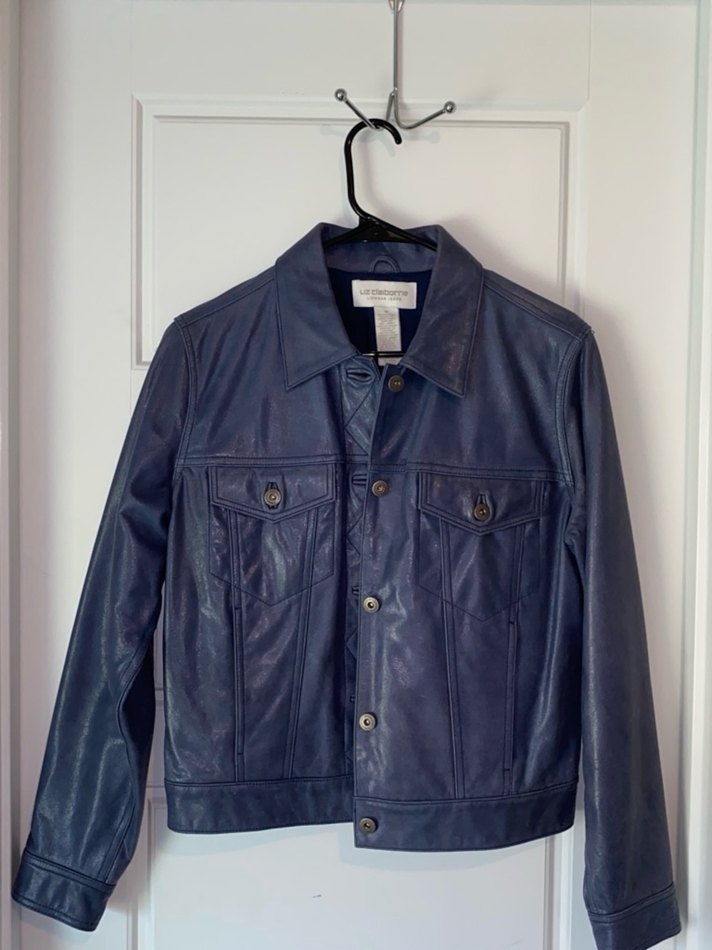 Liz Claiborne Dusty Blue Leather Jacket